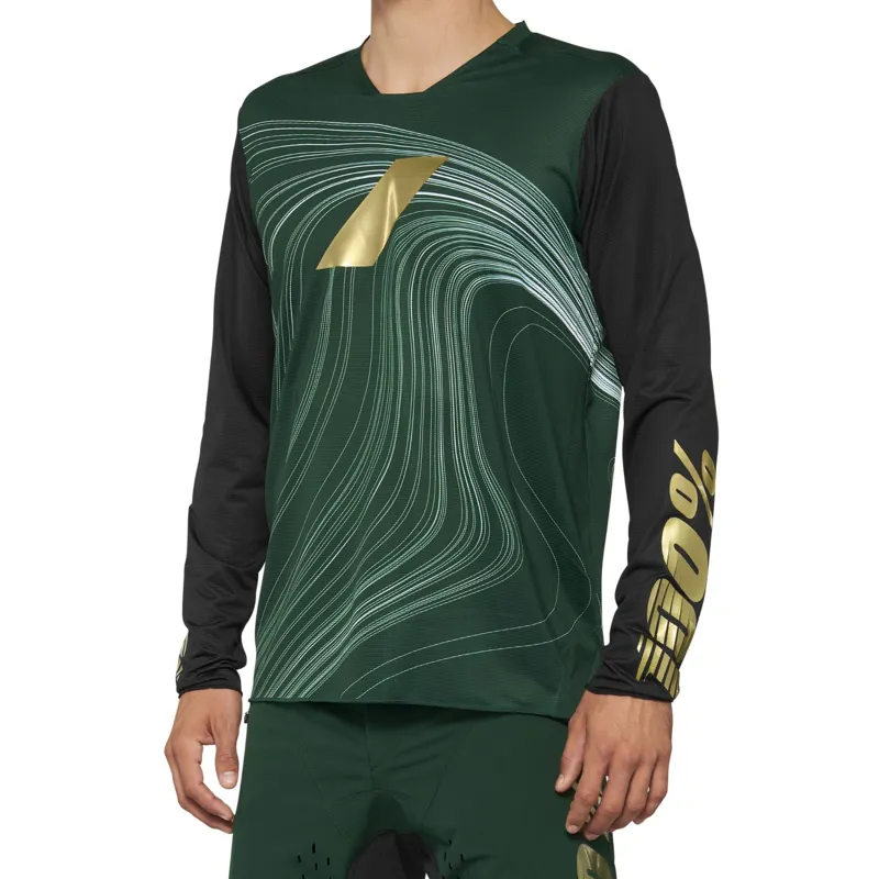100 Percent R-Core X Limited Edition Men's Long Sleeve Jersey - Forest Green 3 100 Percent R-Core X Limited Edition Men's Long Sleeve Jersey - Forest Green - Image 2