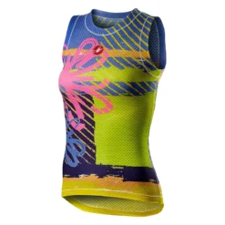 Castelli Pro Mesh Womens Sleeveless Base Layer - Pink Fluo Flower -Ride Shield Shop 452007920p 995 01 1400wx1400h