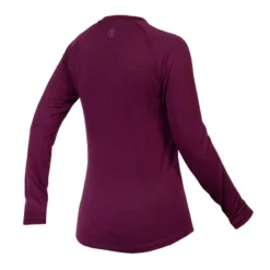 Endura BaaBaa Blend Women's Long Sleeve Baselayer - Aubergine -Ride Shield Shop E6165AU back lg