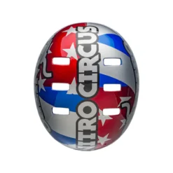 Bell Local BMX/Skate Helmet - Nitro Circus Gloss Silver/Blue/Red -Ride Shield Shop bell local bmx skate helmet nitro circus gloss silver blue red top 1