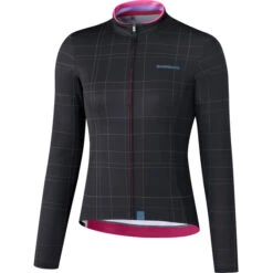 Shimano Kaede Women's Thermal Long Sleeve Jersey - Black/Grey -Ride Shield Shop sc6801 1